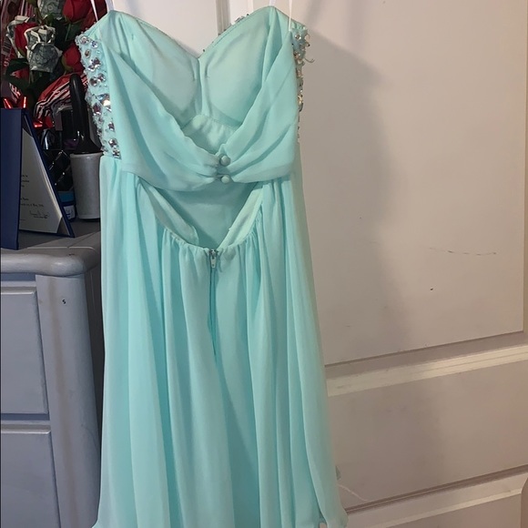 Turquoise strapless prom dress - Picture 2 of 2